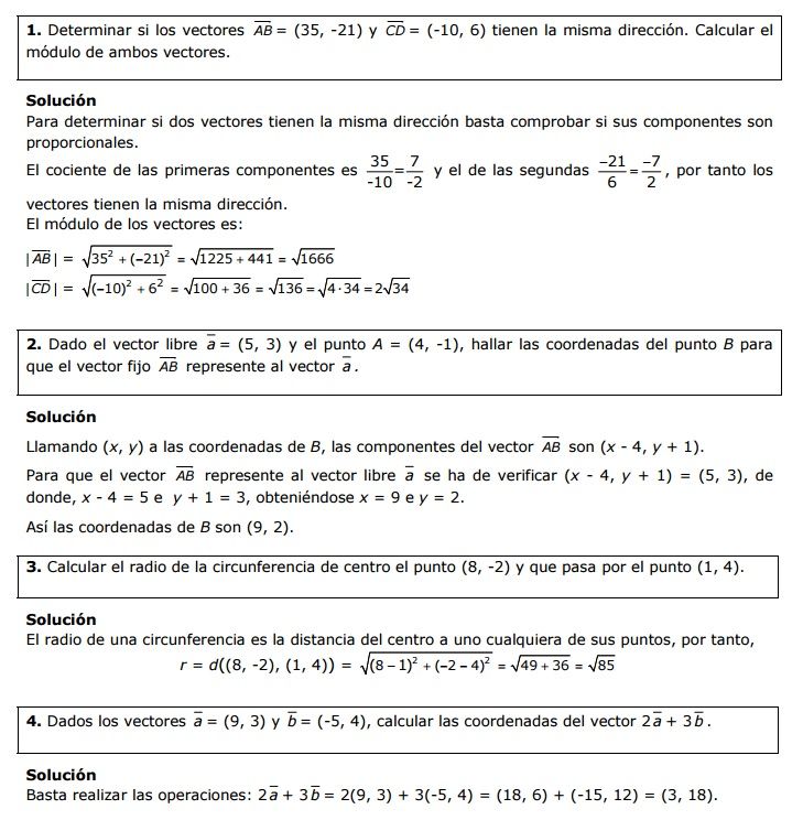 ejercicios resueltos de vectores