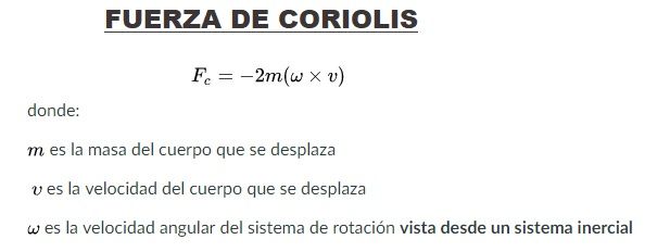 formula fuerza de Coriolis