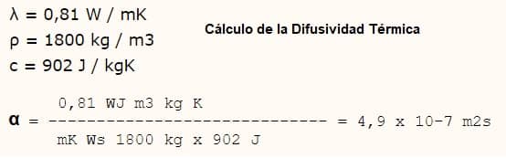 difusividad térmica calculo