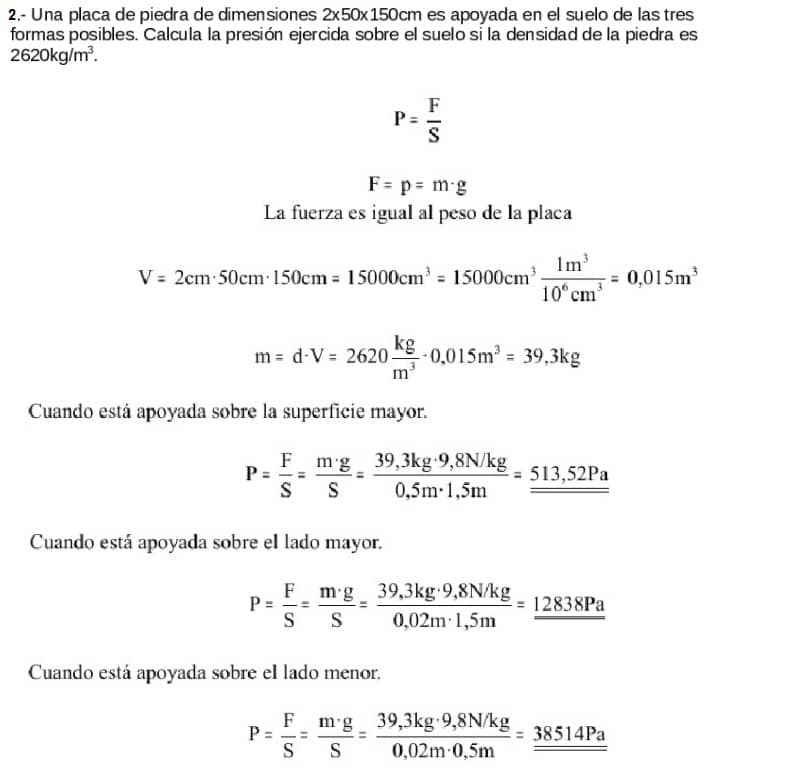 ejercicio presiones