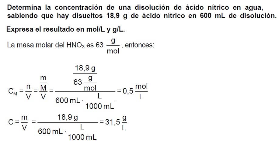 ejercicio acido nítrico